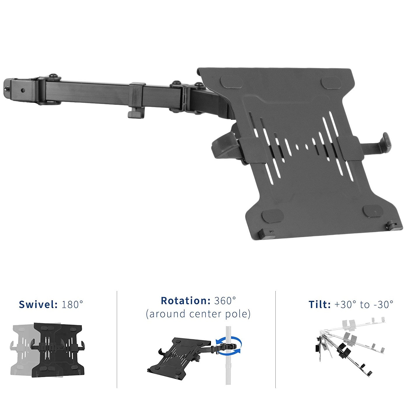 Brazo articulado con bandeja Laptop 15.6 pulg / Montaje en Poste / Tubo con Diámetro 3.5 cm