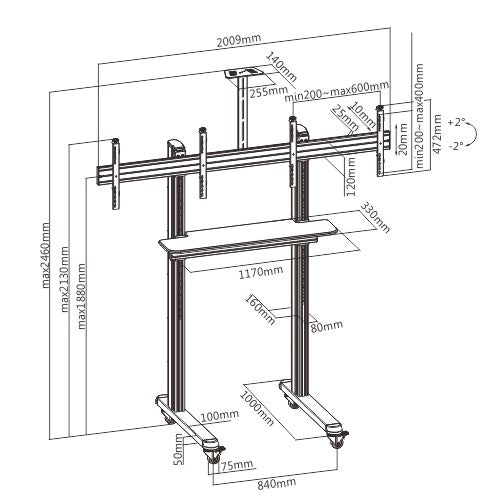 Pedestal doble de aluminio para pantalla