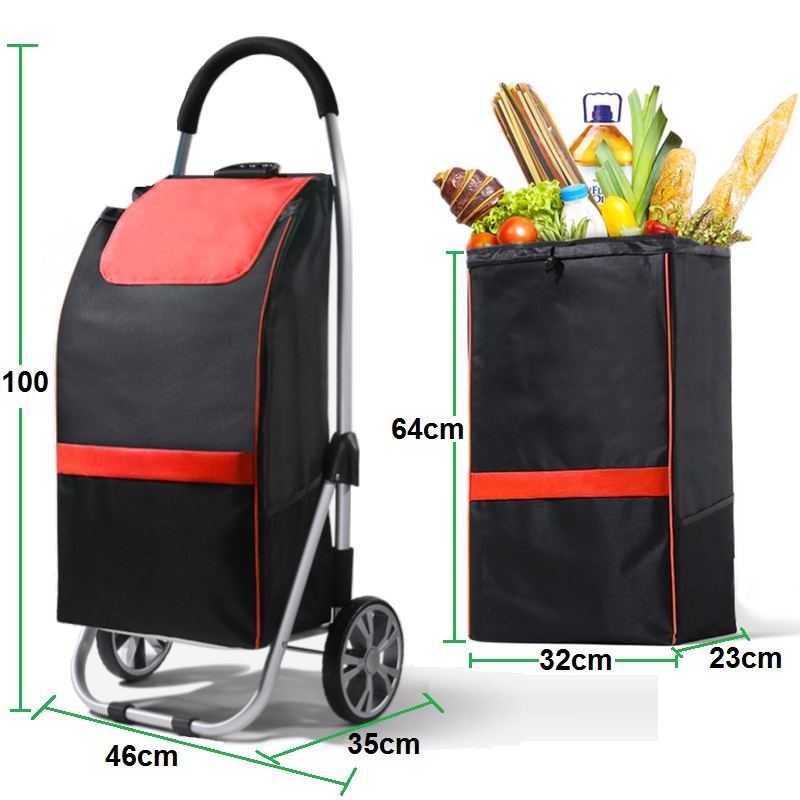 Coche de Mercado Plegable con Bolsa - Carga 35kg - Aluminio
