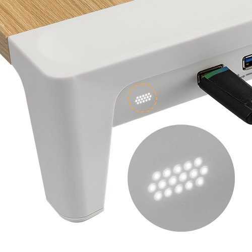 Soporte elevado para monitor, puerto USB 3.0