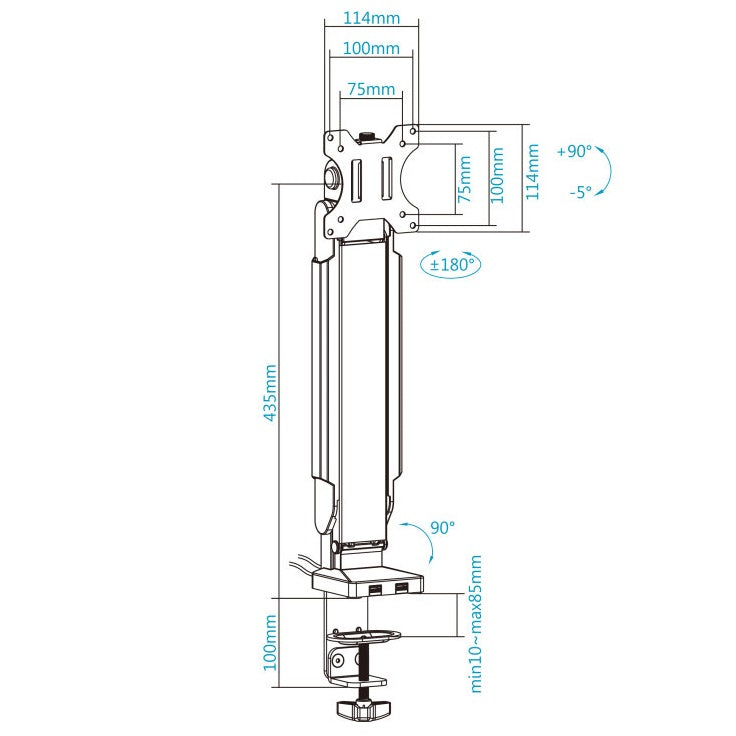 Rack Soporte de Escritorio para Monitor 17 a 32 Pulg / Wacom Cintiq 22 / 2 Puertos USB 3.0