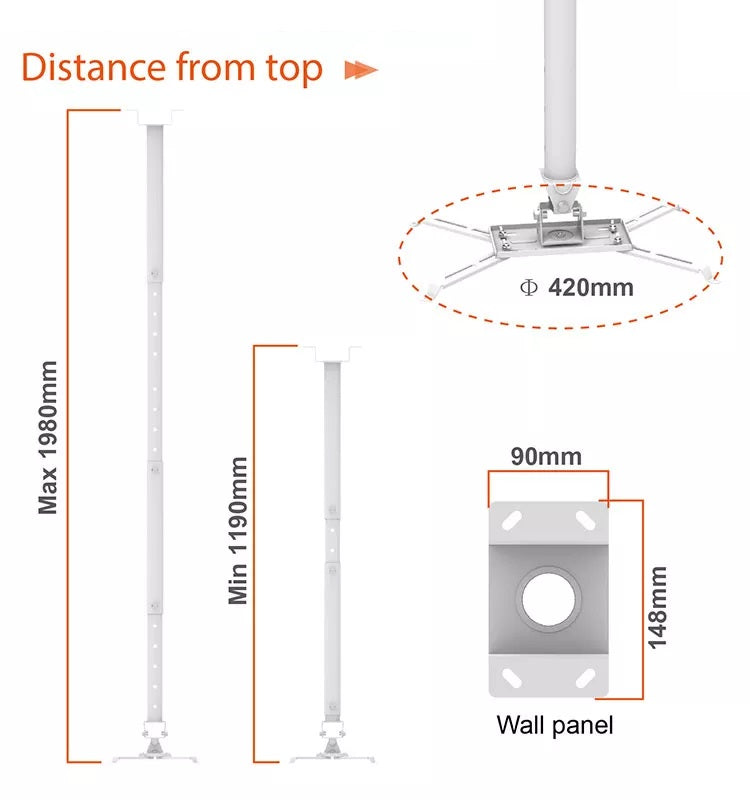 Rack Soporte para Proyector para Techo / Regulable 119 a 198cm
