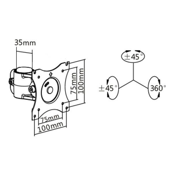 Soporte Brazo para Monitor - Montaje en Tubo con Diámetro de 3.5 cm
