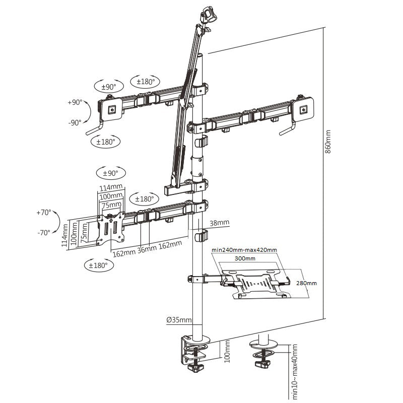 Montaje de Escritorio de Configuración de Estudio todo en uno + Rack Monitor y Laptop