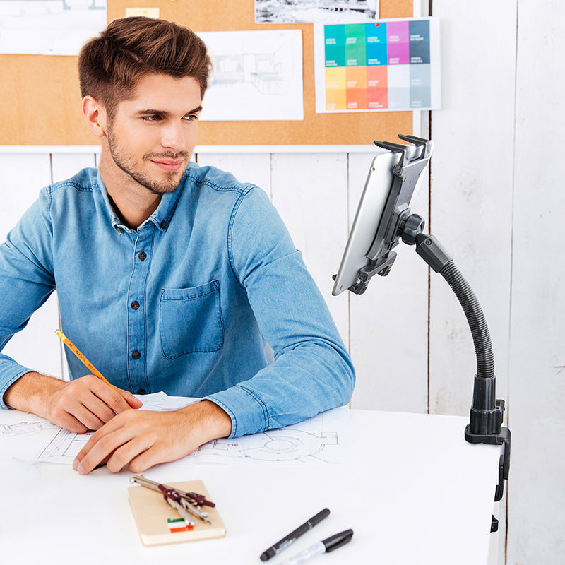 Soporte para tablet 7 a 18,4 Pulg con cuello Flexible 31 cm / Abrazadera tipo Prensa