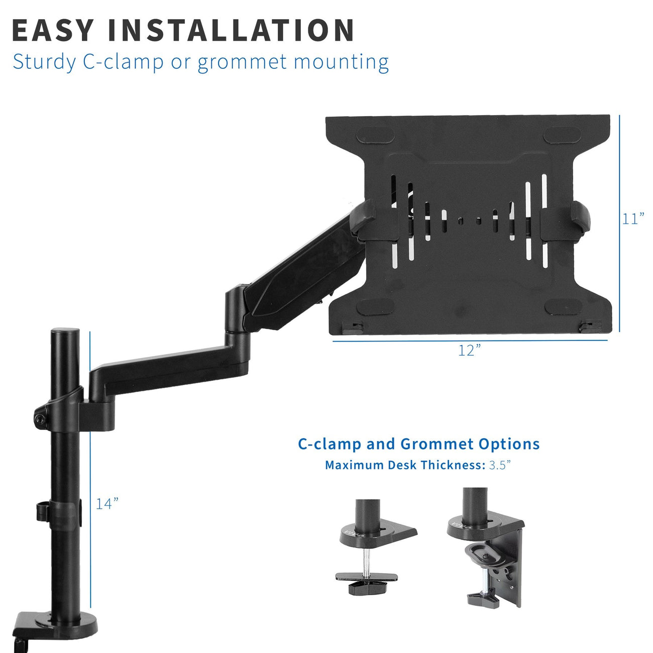 Rack Soporte con Gas Spring para Laptop 10 a 15.6 Pulg