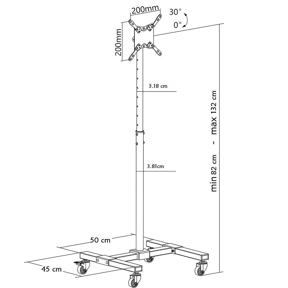 Parante Pedestal para Pantallas 13 a 42 pulg / Vesa Max 200x200mm / Inclinación hacia arriba 30°