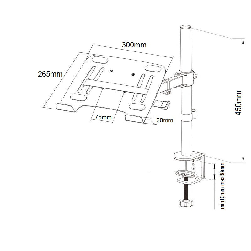 Rack Soporte con Brazo articulado para Laptop 10 a 15 Pulg