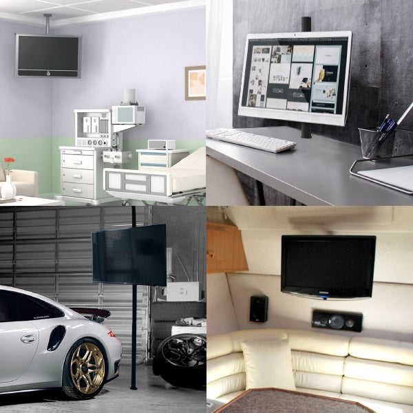 Soporte con Abrazadera para Monitor 17 a 32 Pulg Montaje en Poste, Tubo Tubular