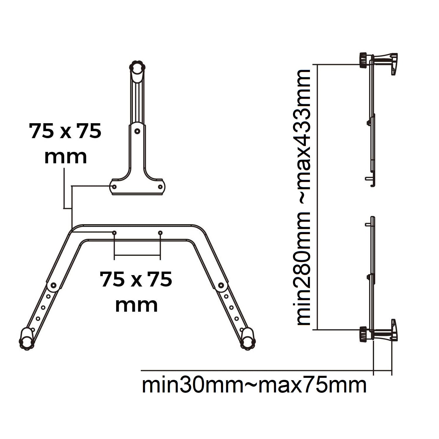 Adaptador VESA para monitor 17 a 27 Pulg / Sin agujeros de fijación