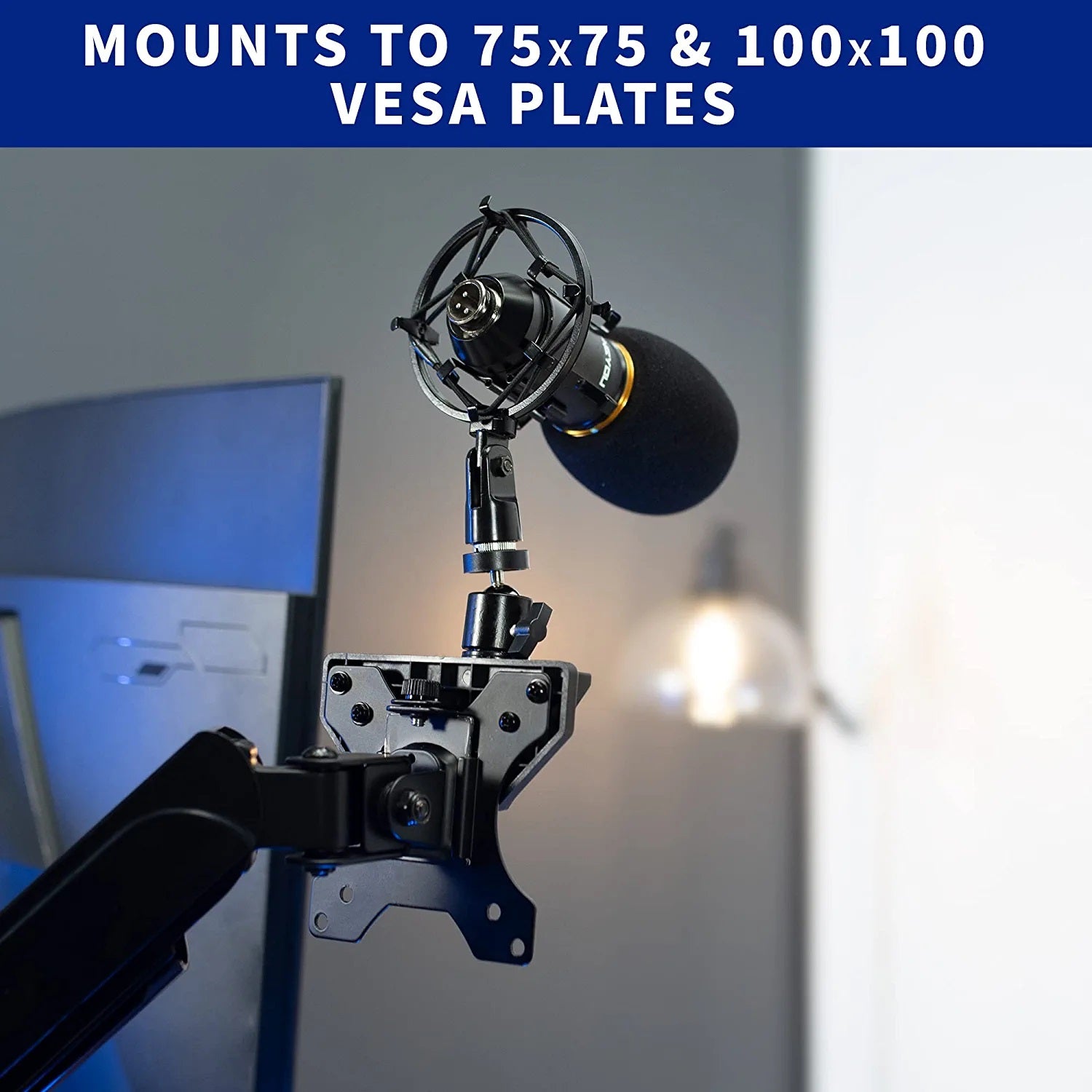 Soporte con Rosca 3/8 y 5/8 para Cámara web , Micrófono, Cámara Profesional, Aro de Luz - Fijación en Pared o Rack Vesa con brazo