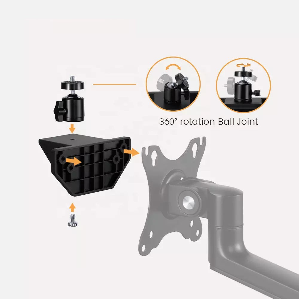 Soporte con Rosca 3/8 y 5/8 para Cámara web , Micrófono, Cámara Profesional, Aro de Luz - Fijación en Pared o Rack Vesa con brazo