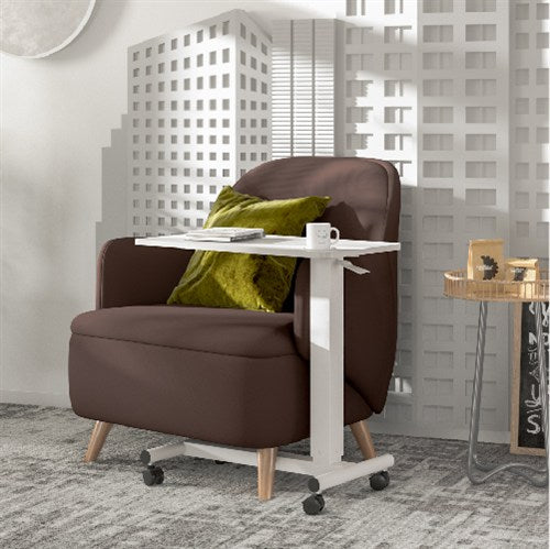 Mesa Auxiliar con Ruedas / Escritorio movil para Laptop / Altura Pata 103mm / Tablero Melamina 71 x 40cm / Altura regulable 71 a 106cm / Uso en Cama , Sofa u Hospital