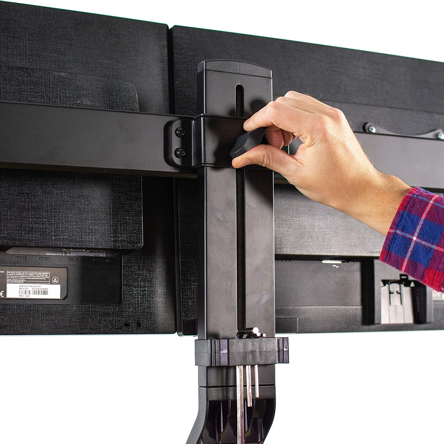 Rack Soporte Doble con Teclado de Escritorio para 2 Monitores 17 a 27 Pulg / Puerto USB / Trabaje parado o sentado