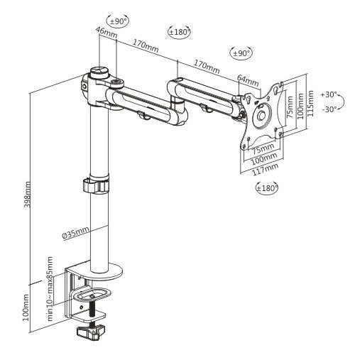 Rack Soporte de Escritorio para 1 Monitor 17 a 32 Pulg