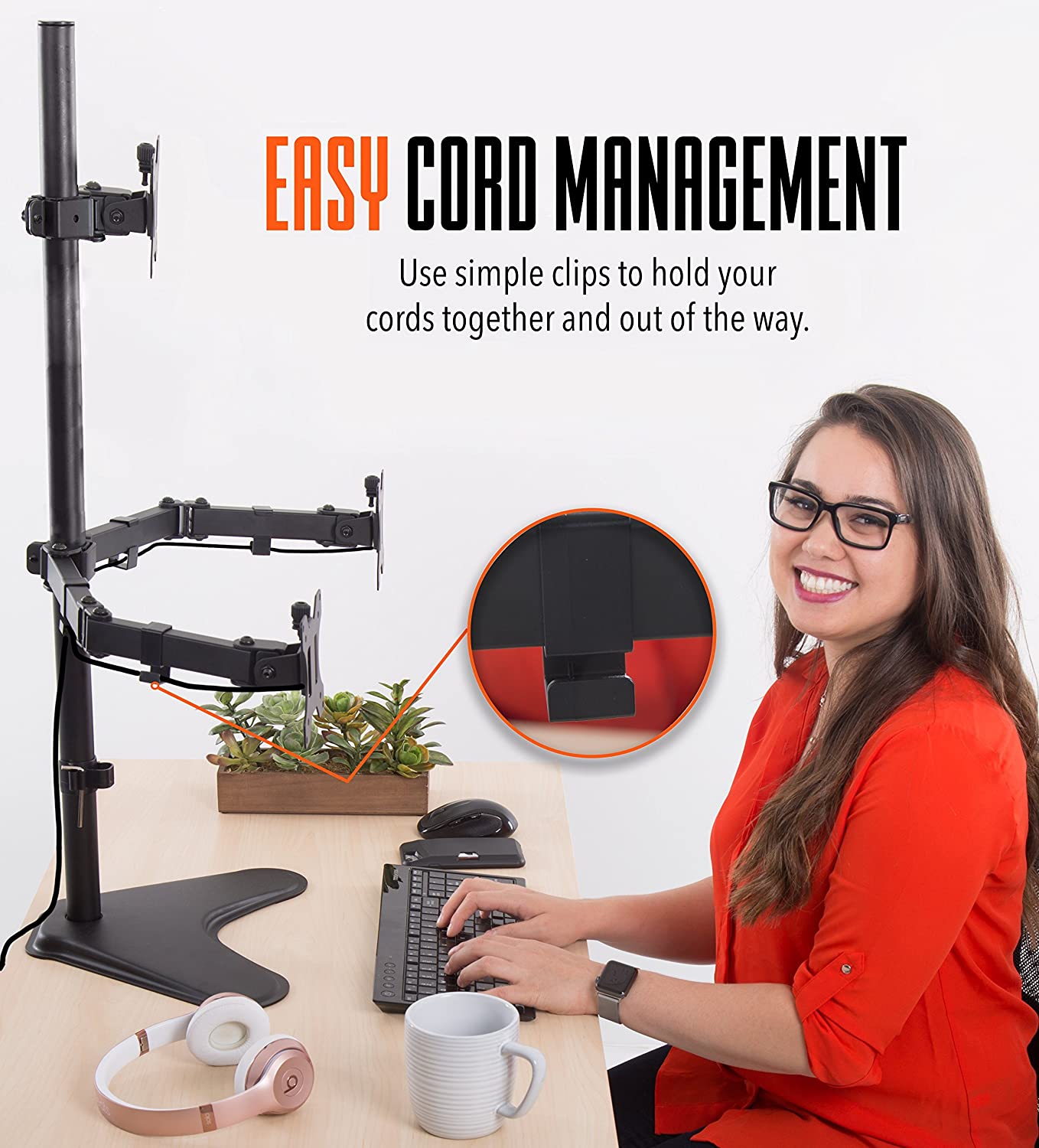 Rack Soporte con Base de Escritorio para 3 Monitores 13 a 32 Pulg