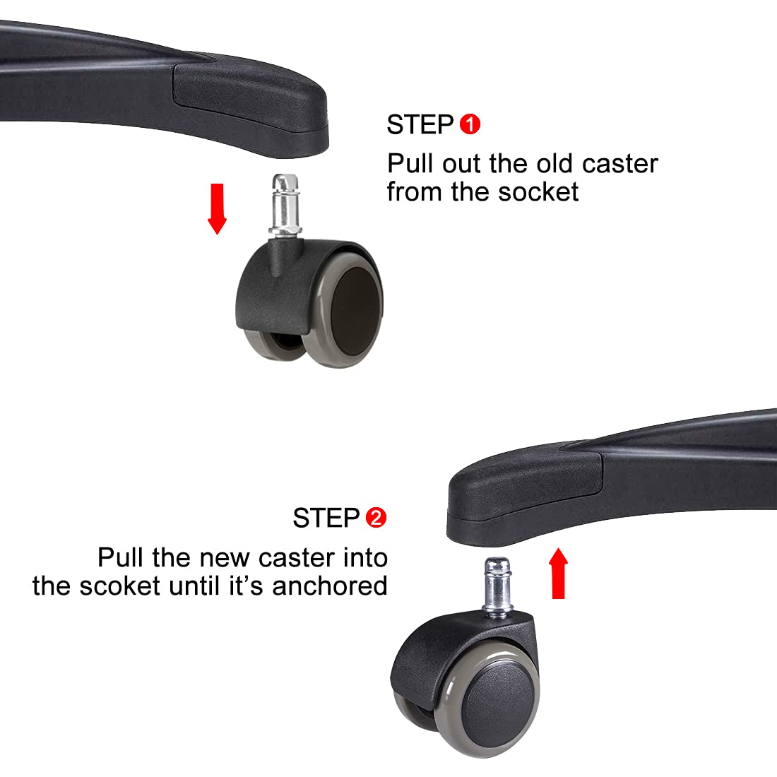 Rueda Garrucha para Silla Giratoria Nylon Poliuretano / Diametro Rueda 2" Pulg (48.5mm) / (x5)