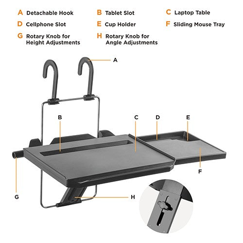 Soporte Bandeja para Volante o Asiento Trasero de Autos para Comer