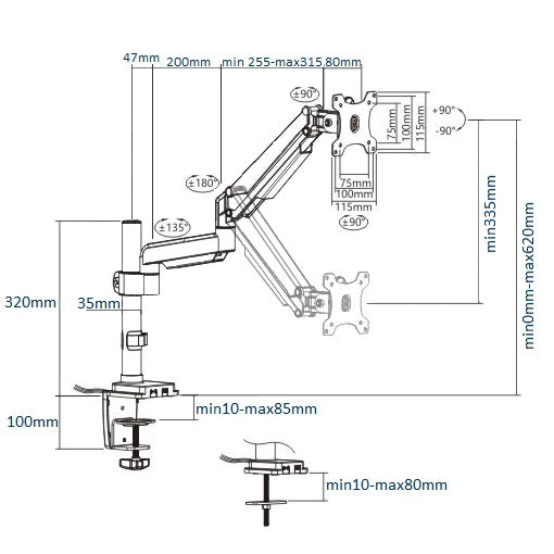 Rack Soporte de Escritorio con Gas Spring para Monitor Apple iMac 24" M1 Chip