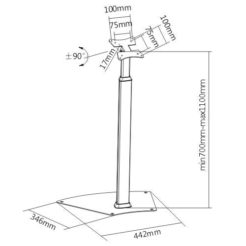 Pedestal para Monitor táctil 13 a 21 Pulg / VESA Max 100x100mm / Carga 10 kg