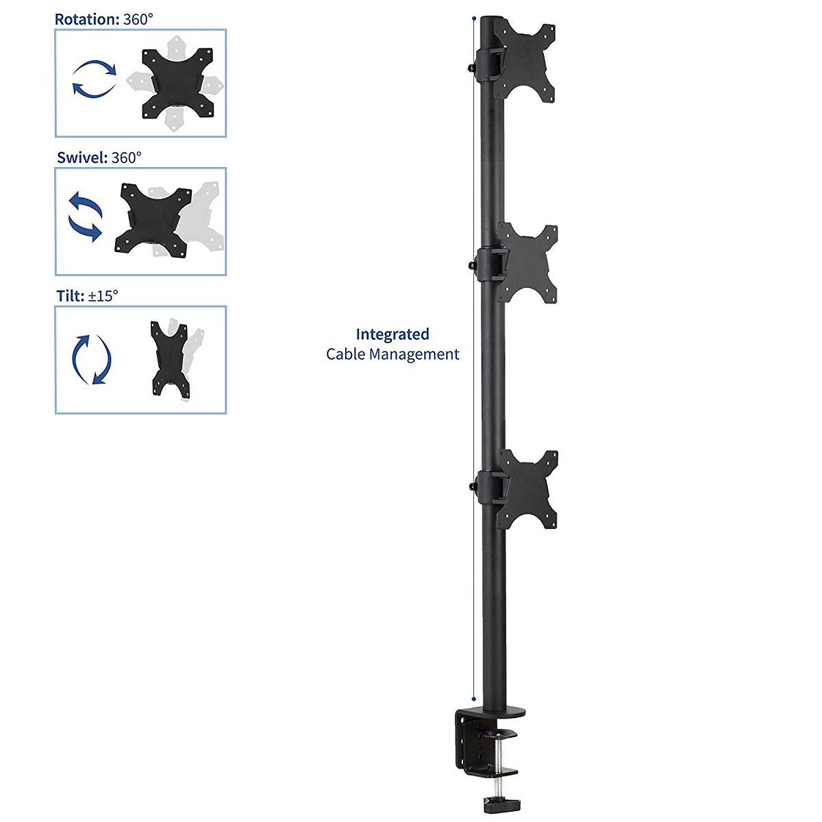Rack Soporte Triple de Escritorio para 3 Monitores 13 a 27 Pulg