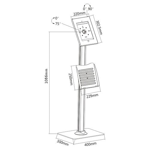 Pedestal Antirrobo para Tablet iPad 9.7 a 11 Pulg