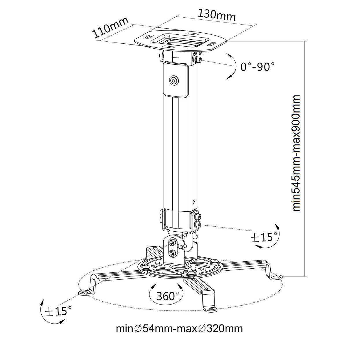 Rack Soporte para Proyector / Altura Regulable 54 a 90 cm