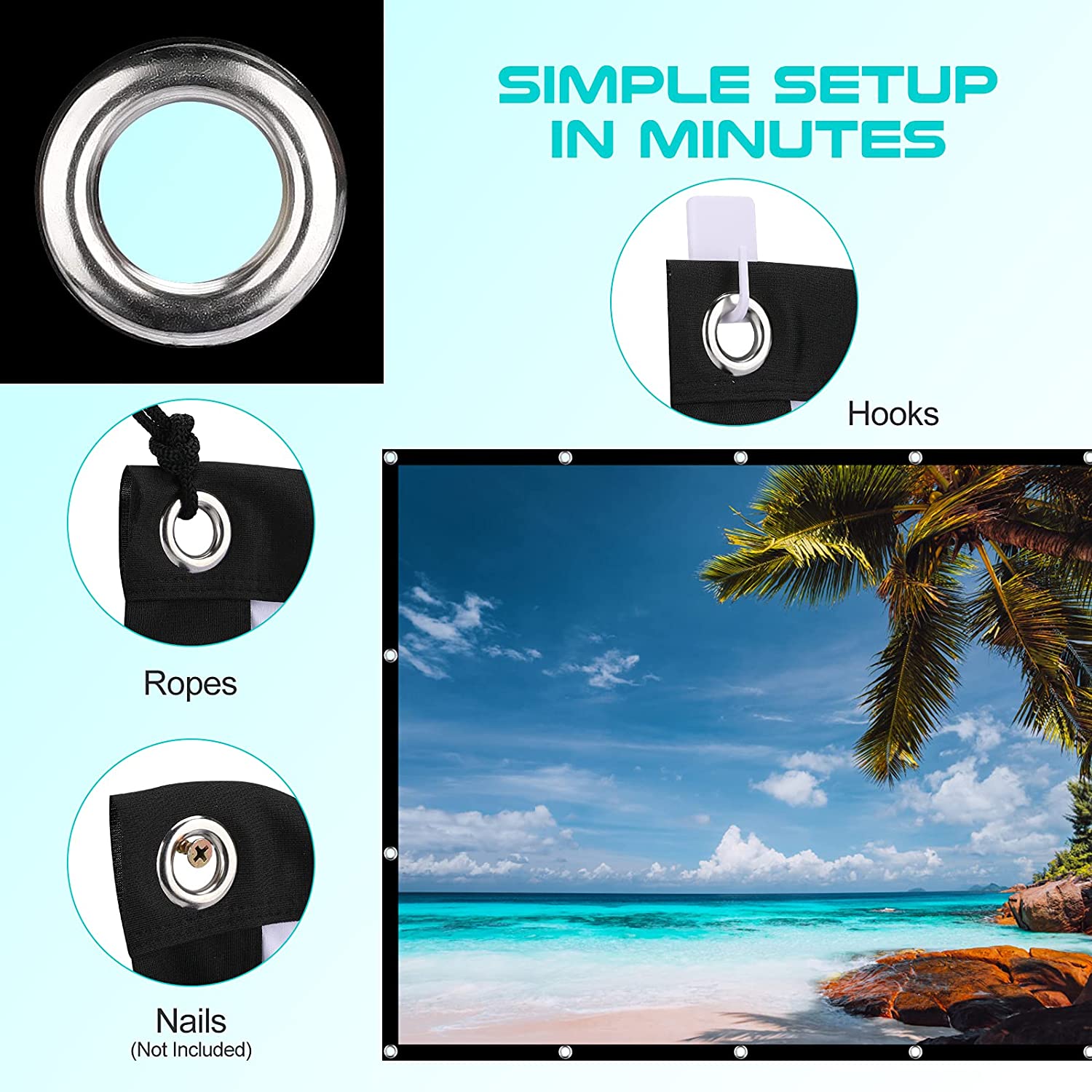 Ecran con Ojal 100 Pulg (16:9) 2.21x1.25 m / Tela Blanca