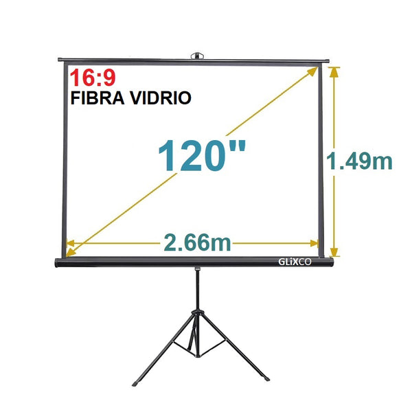 Ecran con Trípode 120 Pulg (16:9) 2.66x1.49 m / Fibra de Vidrio