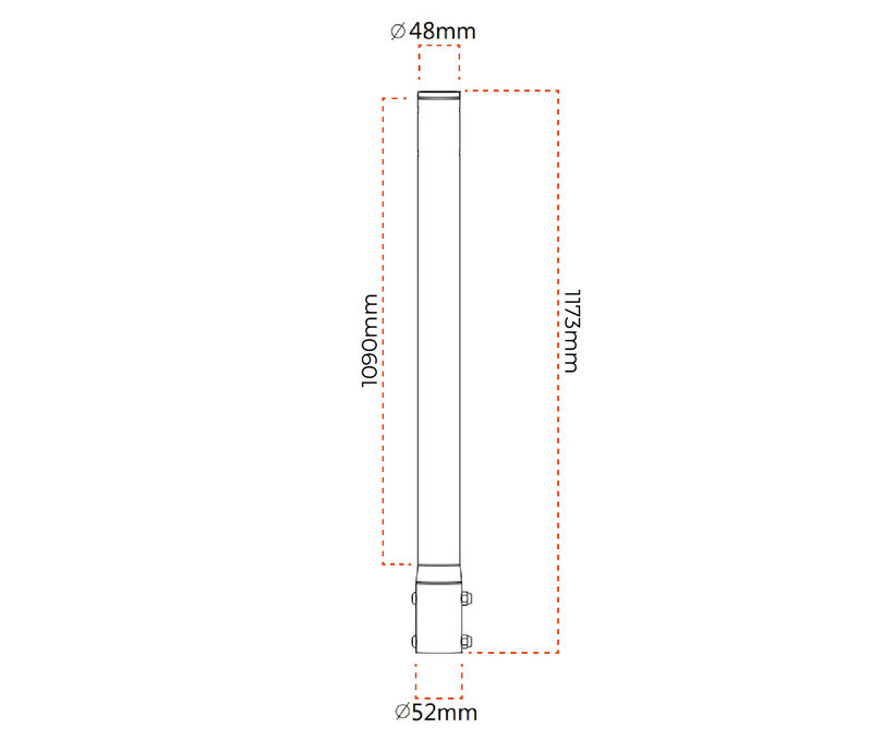 Tubo de Extensión de 109 cm compatible con Rack de Techo de TV