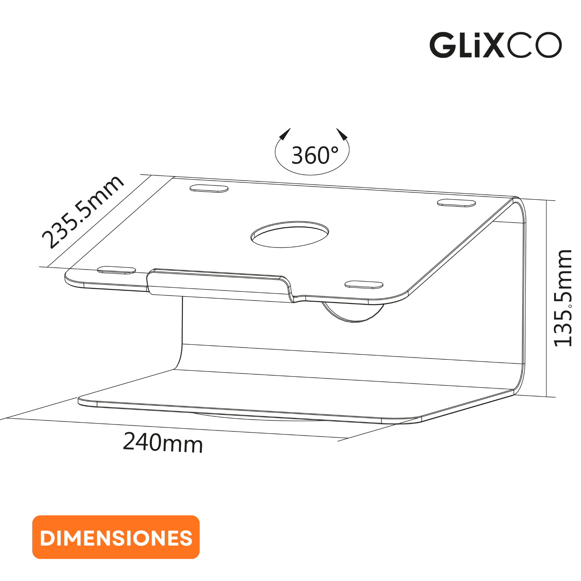 Elevador con Base Giratorio para Laptop 11 a 17 Pulg