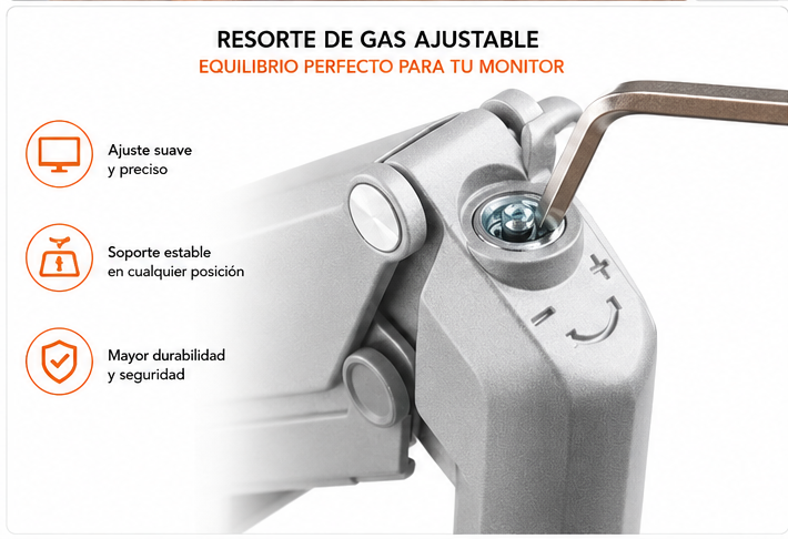 Rack Soporte con Gas Spring de Escritorio para Monitor 17 a 32 Pulg 2.0
