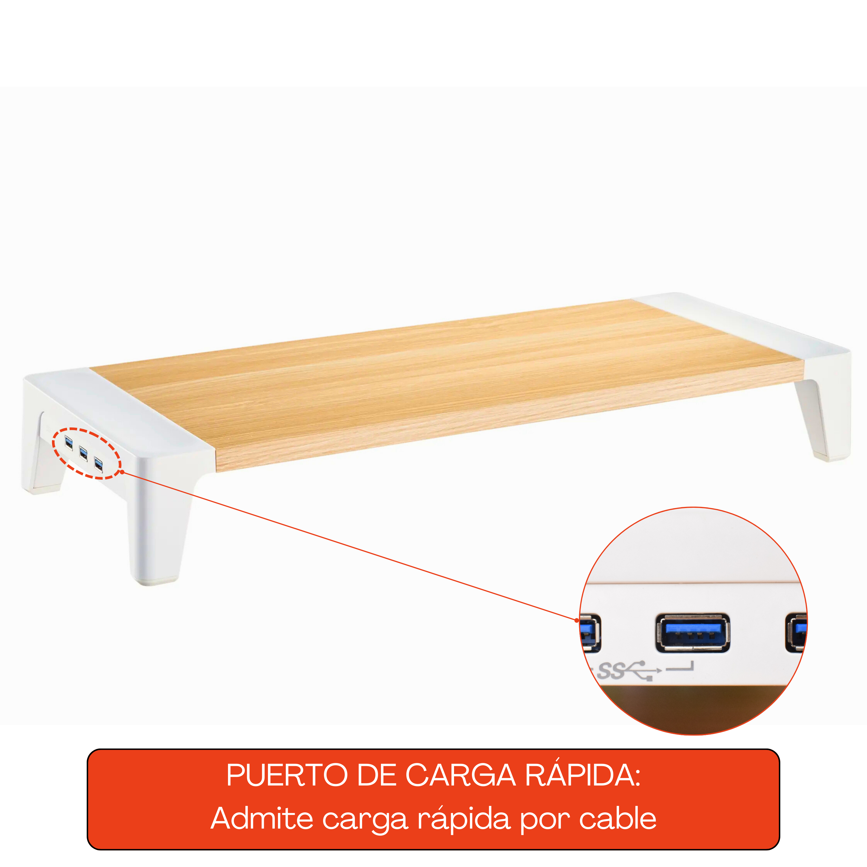 Soporte Elevador con Puerto USB 3.0 para Monitor 17 a 32 Pulg