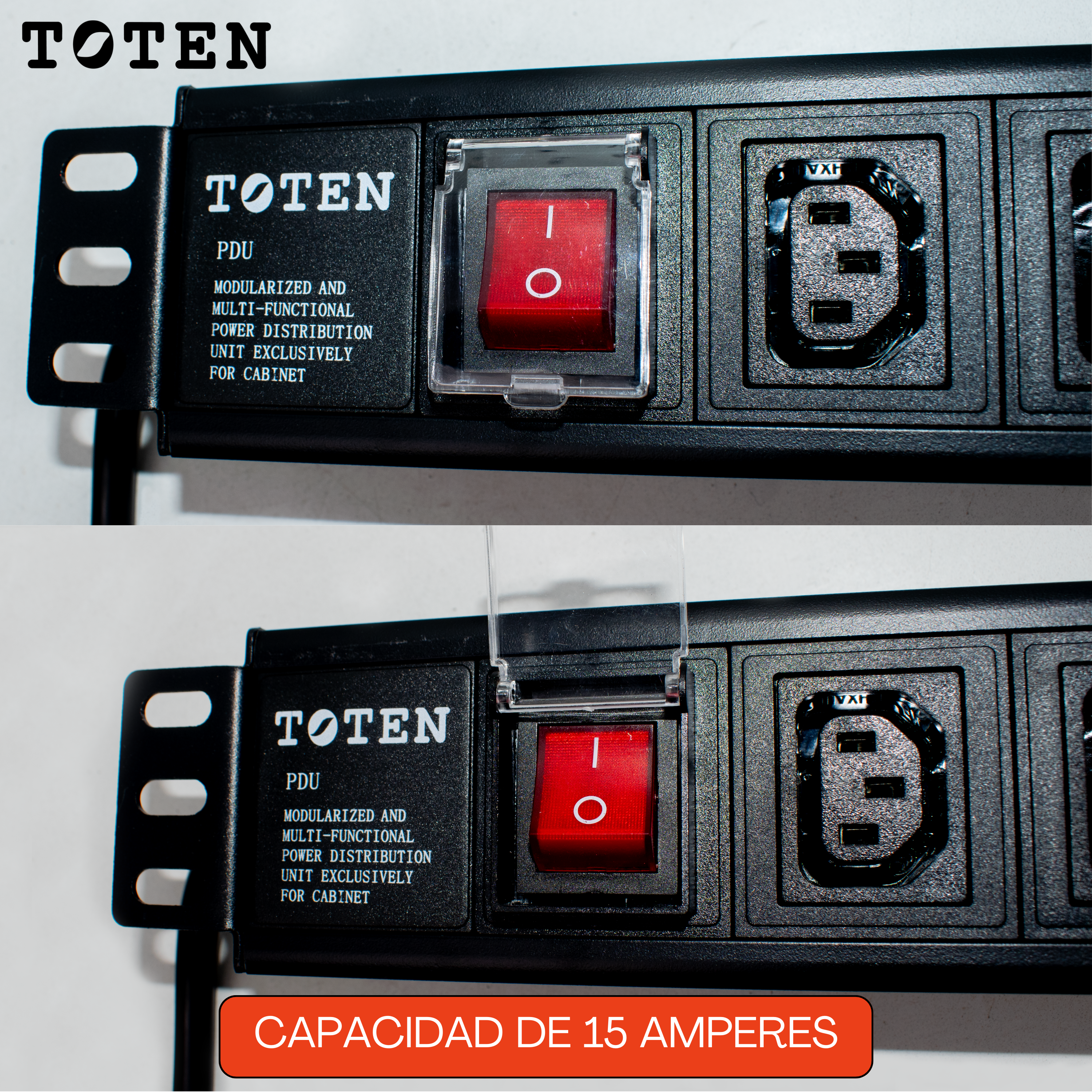 PDU Power Rack de 8 tomas C13 /  Enchufe Nema 5-15P  / Cable 3Mt x 16AWG