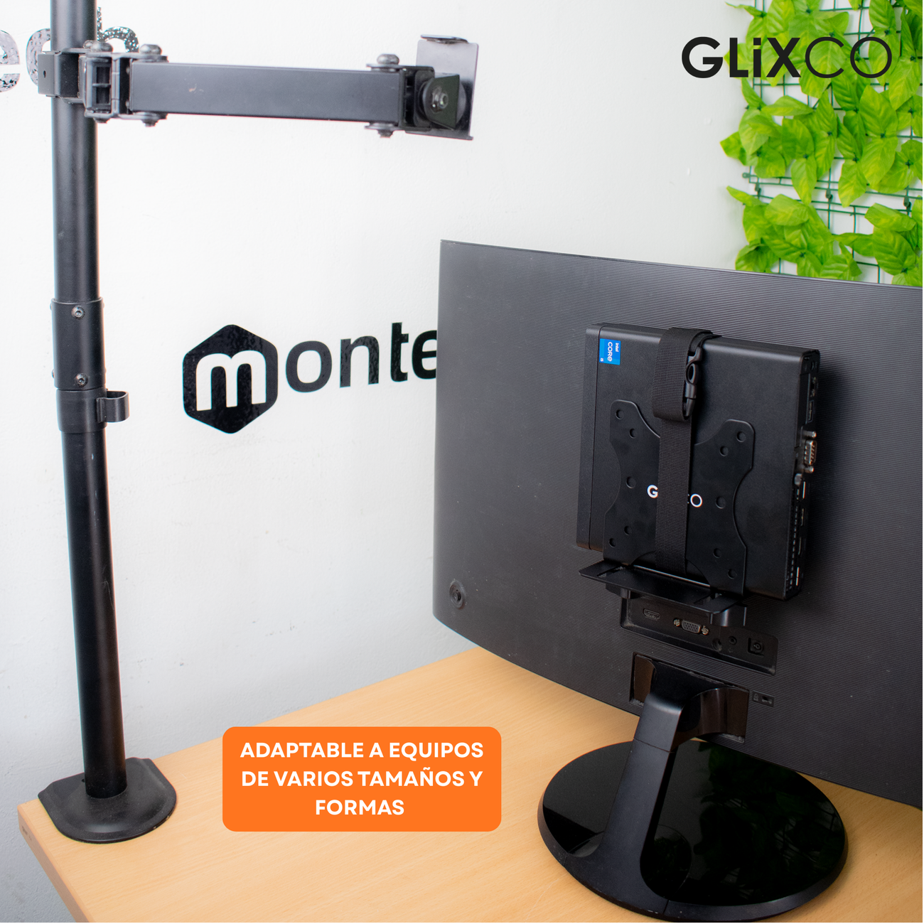 Soporte Universal para Mini PC/ CPU - Fijación Debajo de Escritorio, Poste Tubular y Rack