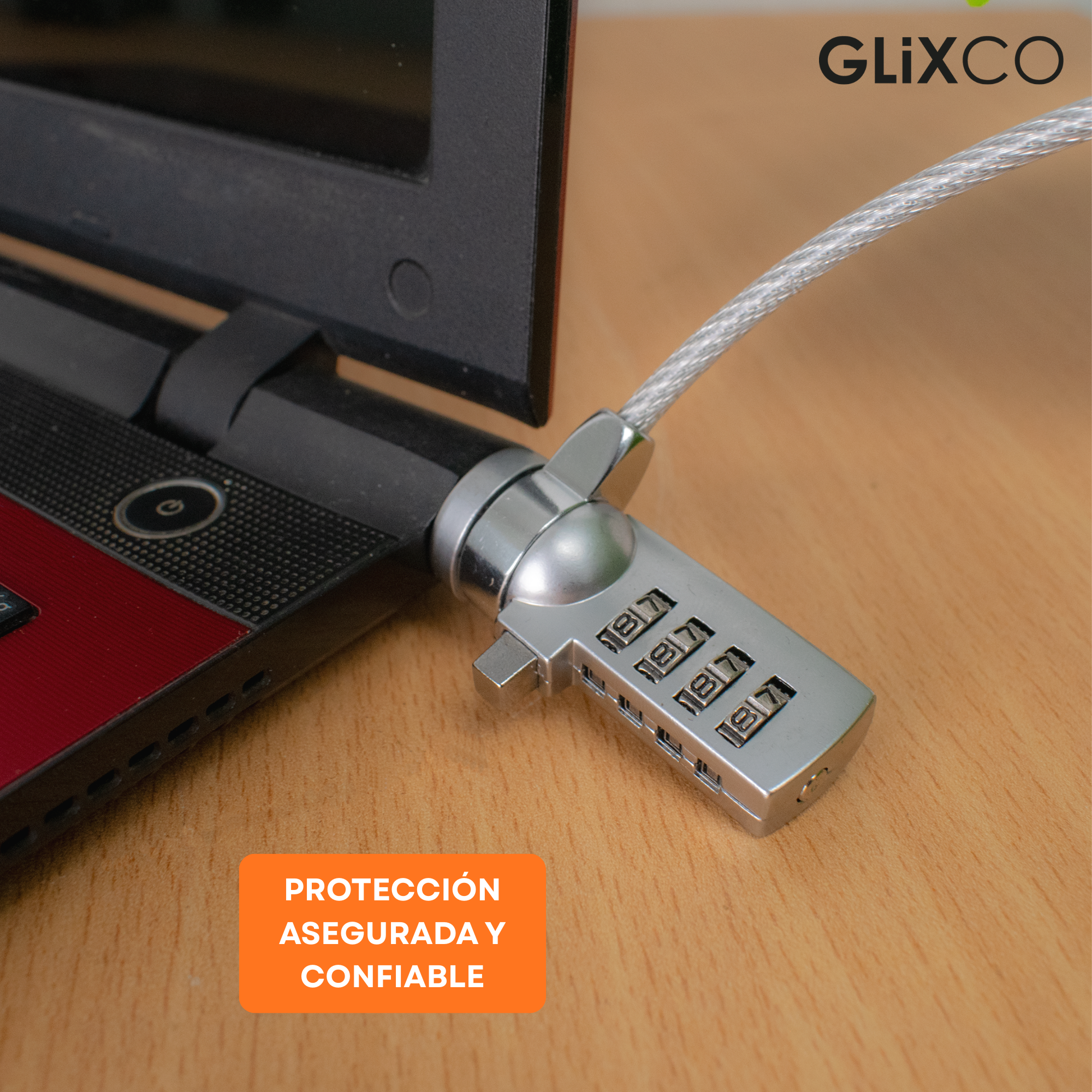 Cable de Seguridad para Laptop con Clave 4 dígitos / 1.8 Mt / Ranura Standard Kensington