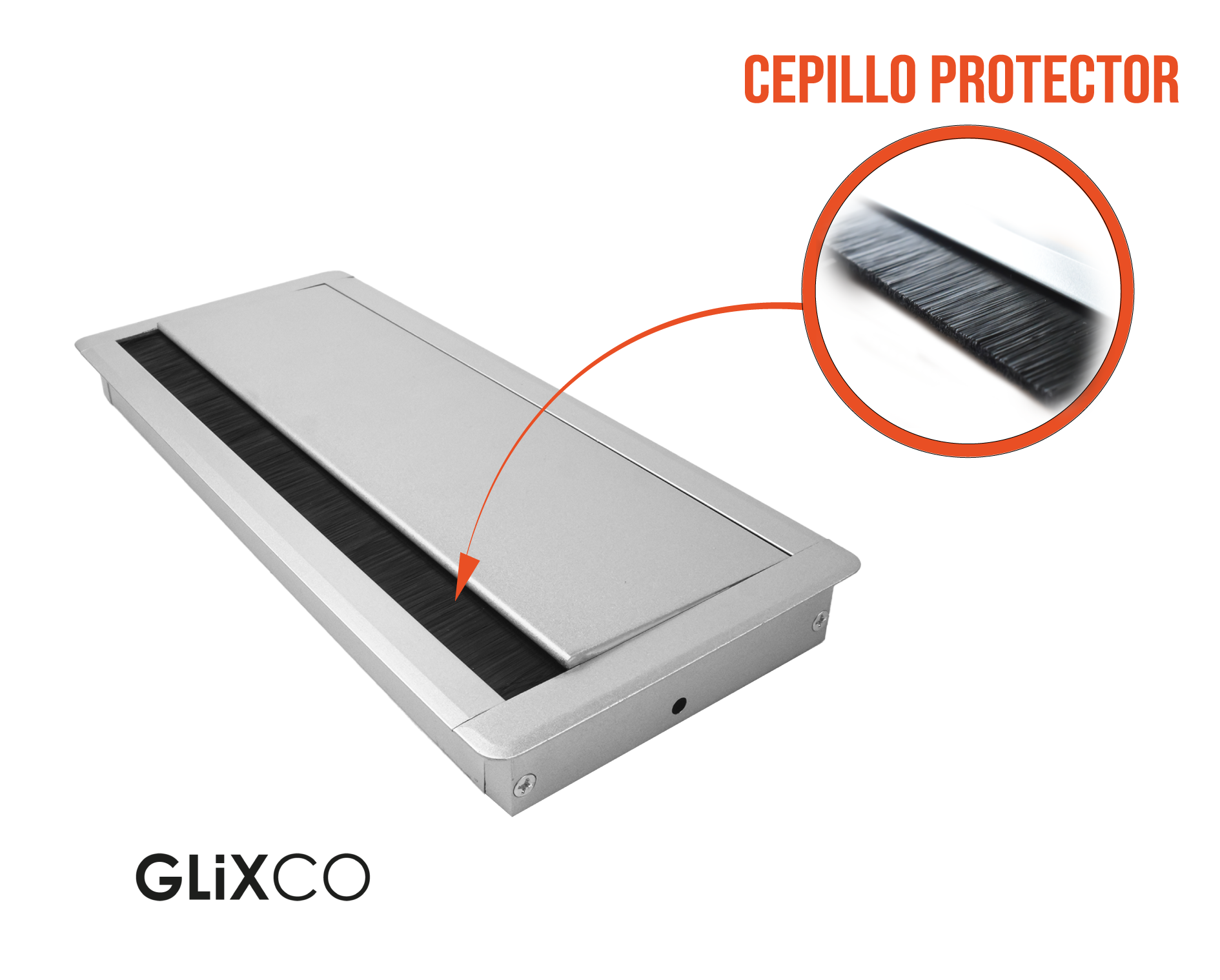 Tapa Pasacables de Aluminio con Cierre Lento (Largo 20 x  Anch 12.7 cm)