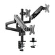 RACK CON TRIPLE BRAZO GAS SPRING PARA 3 MONITORES DE 17 A 27 PULG -MONTADO EN POSTE