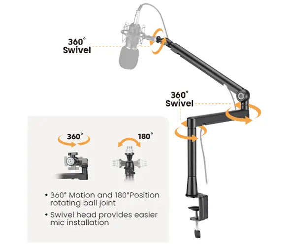 Rack Soporte Brazo de Aluminio para Micrófono de Estudio Profesional