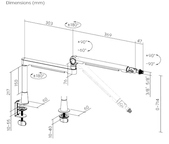 Rack Soporte Brazo de Aluminio para Micrófono de Estudio Profesional