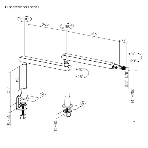 Rack Soporte Brazo de Aluminio para Micrófono de Estudio Profesional