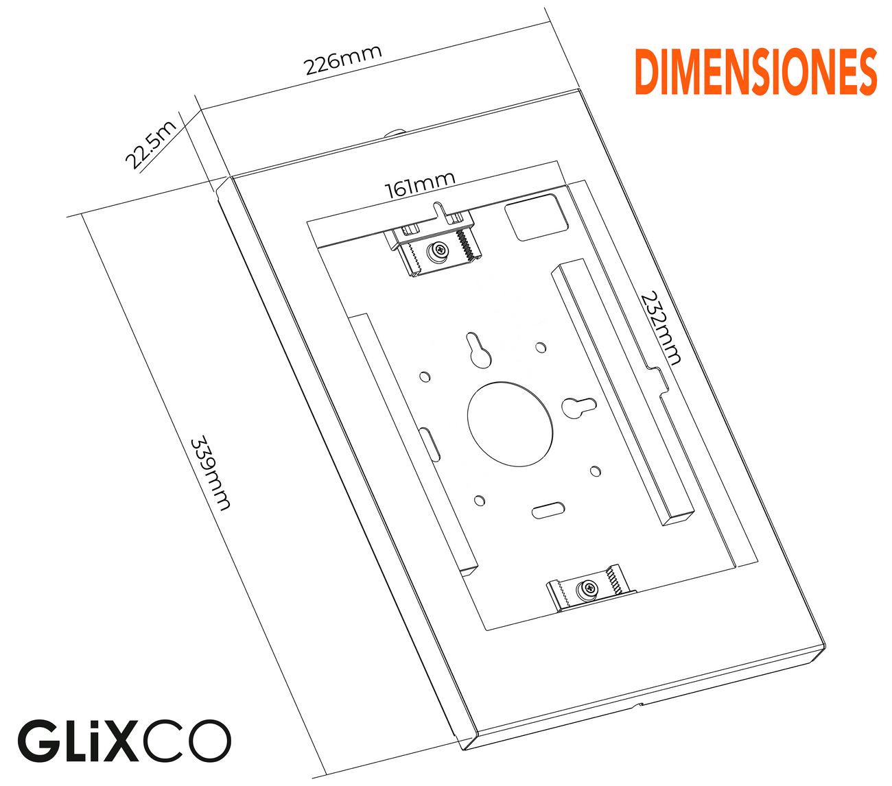 Soporte seguridad Enclosure con Llave para Tablet iPad 9.7 a 11 Pulg