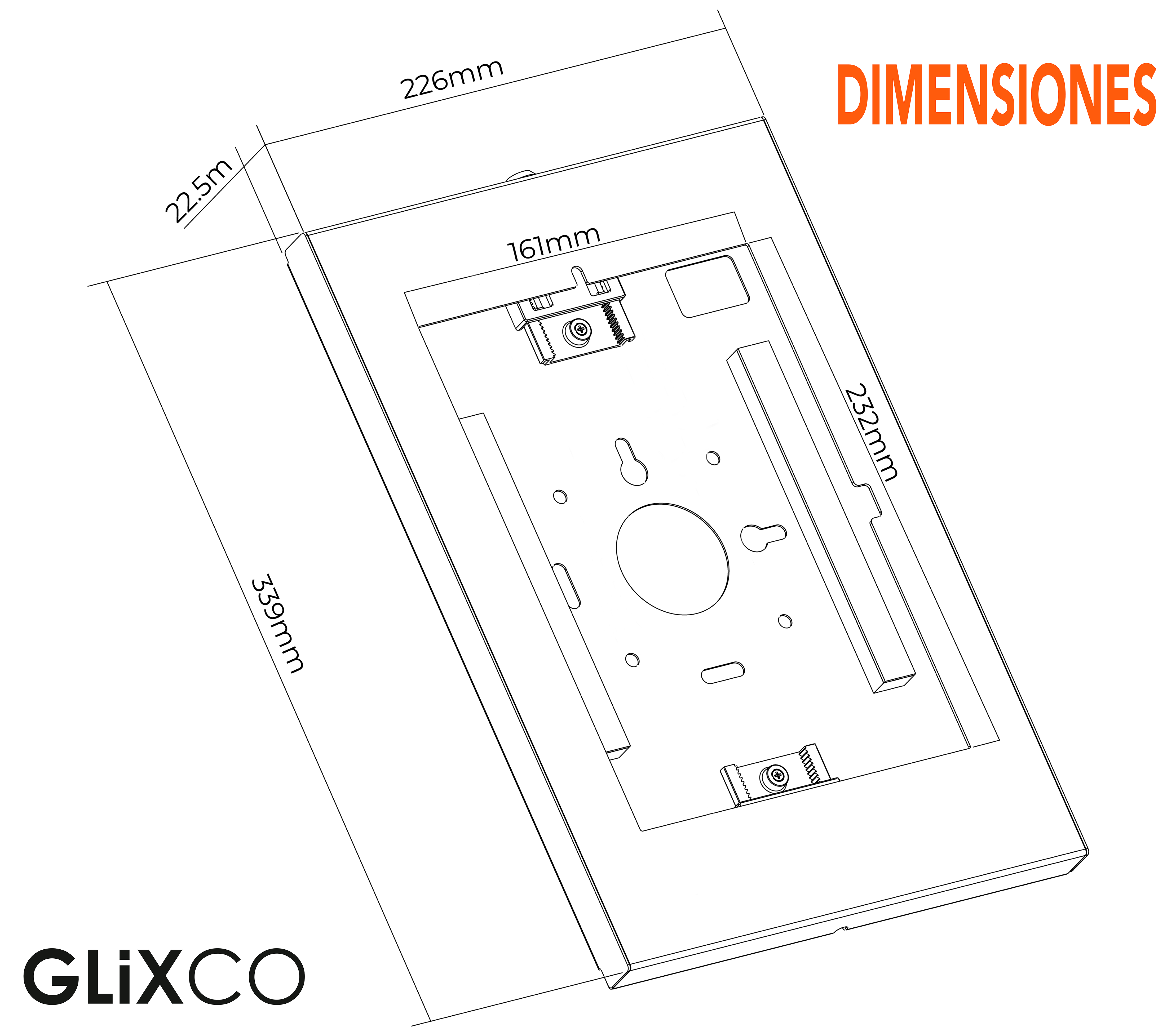 Soporte seguridad Enclosure con Llave para Tablet iPad 9.7 a 11 Pulg