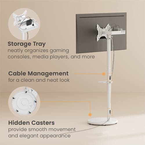 Soporte Pedestal con Base y ruedas ocultas para TV 17 a 43 Pulg / VESA Max 200x200mm