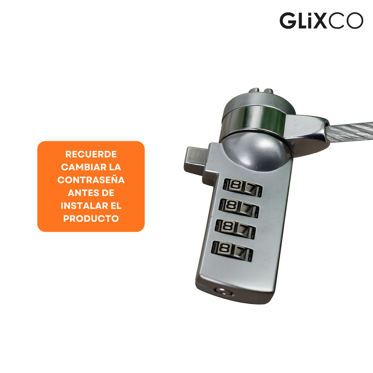 Cable de Seguridad para Laptop con Clave 4 dígitos / 1.8 Mt / Ranura Standard Kensington