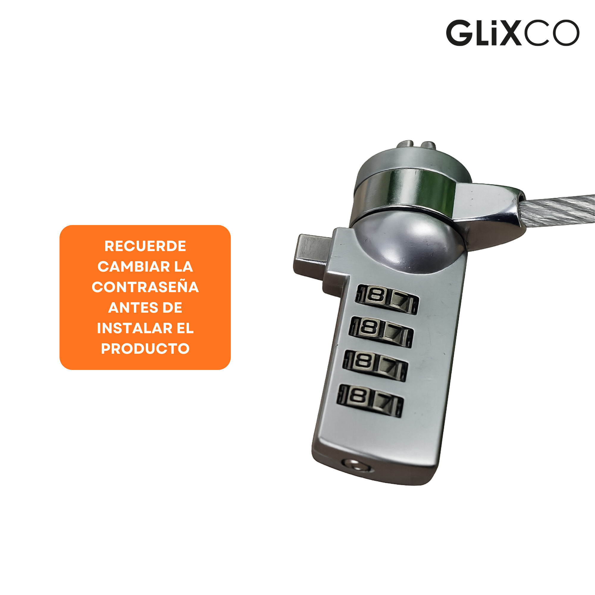 Cable de Seguridad para Laptop con Clave 4 dígitos / 1.8 Mt / Ranura Standard Kensington