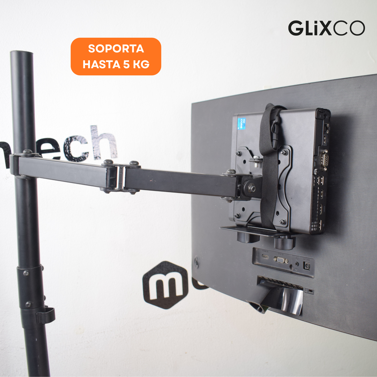 Soporte Universal para Mini PC/ CPU - Fijación Debajo de Escritorio, Poste Tubular y Rack