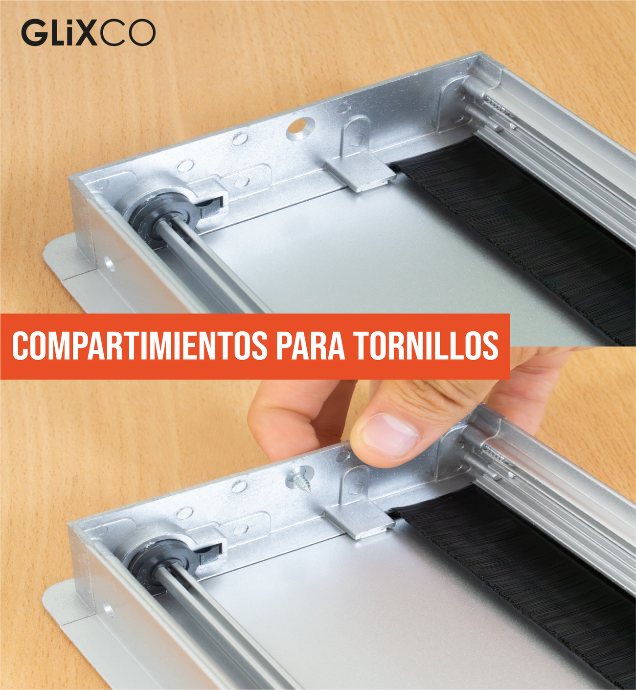 Tapa Pasacables de Aluminio con Cierre Lento (Largo 25 x  Anch 12.7 cm)
