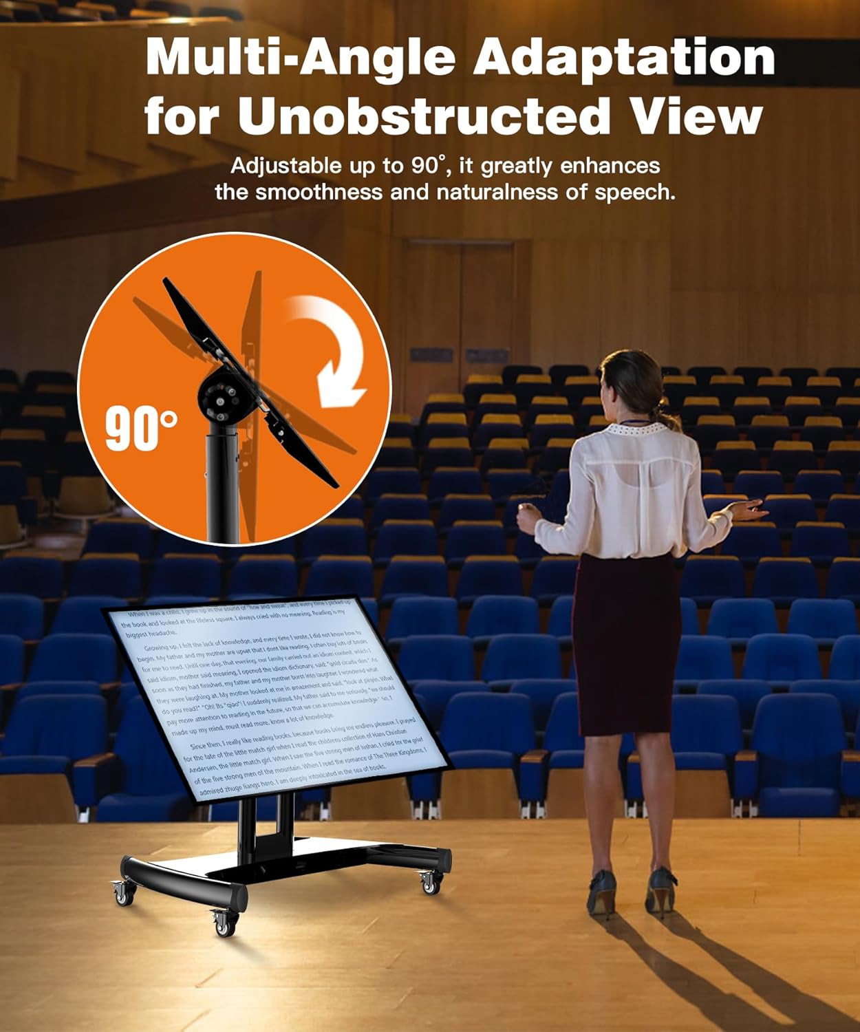 Pedestal con Inclinación 90° TV 32 a 75 Pulg / VESA  Max 600x400mm / Carga 75Kg