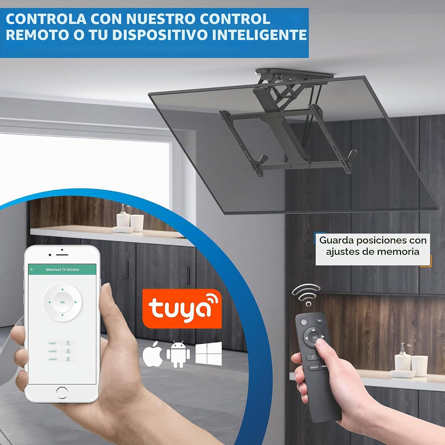Rack Eléctrico a Control Remoto para TV 32 a 65 Pulg / VESA Max 600x400mm / Carga 35 kg